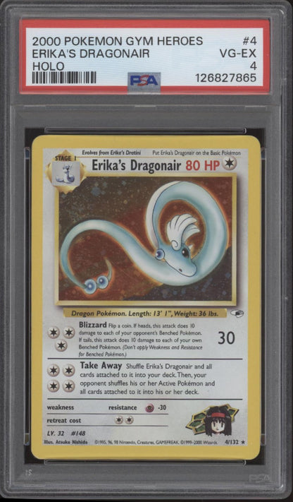 Erika's Dragonair Pokemon Gym Heroes Holo #4 PSA 4