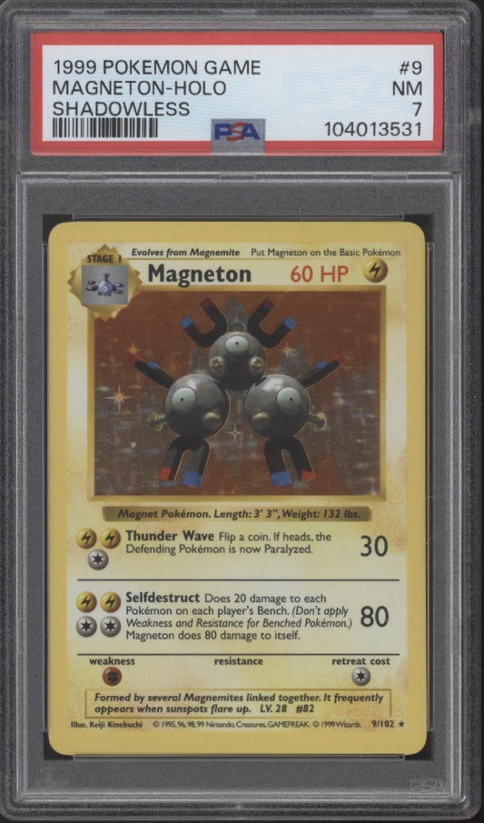 Magneton Pokemon Base Set Holo Shadowless #9 PSA 7