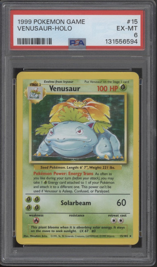 Venusaur Pokemon Base Set Holo #15 PSA 6