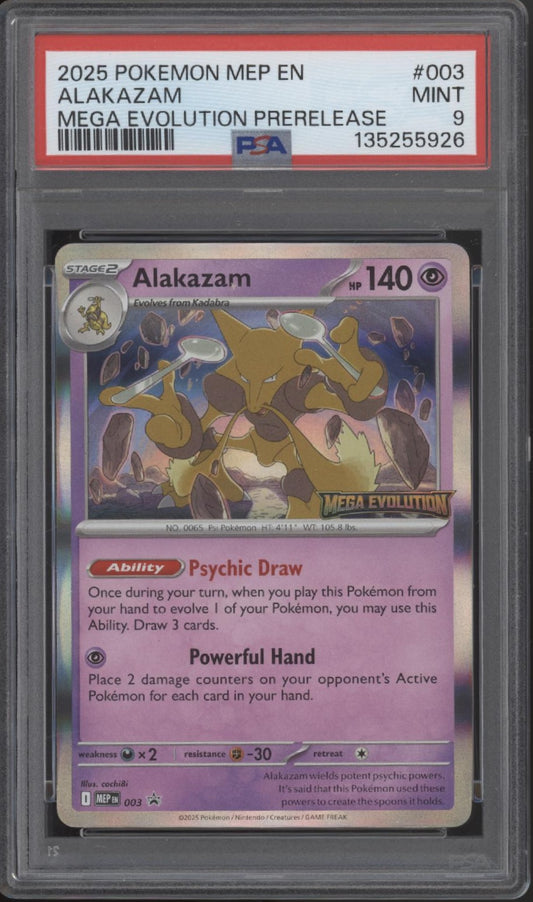 Alakazam Pokemon Mega Evolution Prerelease #003 PSA 9
