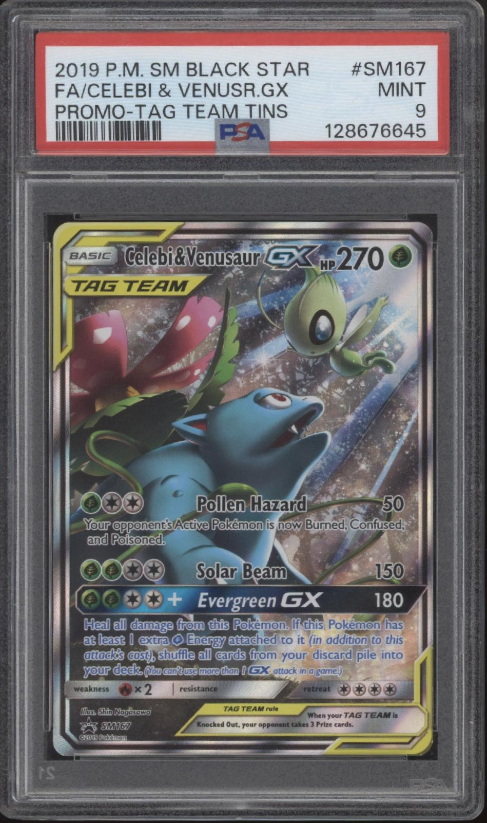 Celebi & Venusaur GX Pokemon Tag Team Tins Promo Full Art #SM167 PSA 9