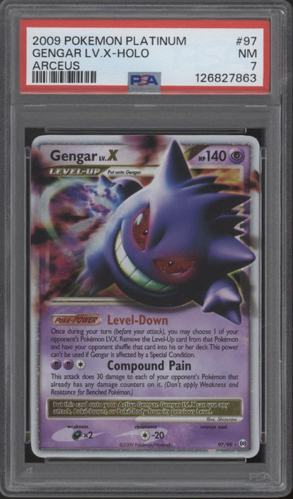 Gengar Lv X Pokemon Platinum Arceus Holo #97 PSA 7