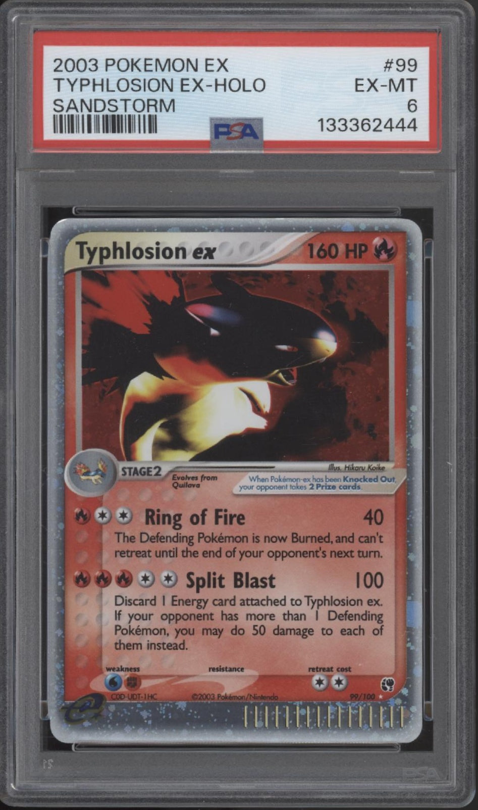 Typhlosion ex Pokemon Sandstorm Holo #99 PSA 6