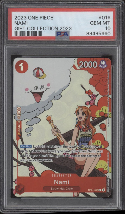 Nami One Piece Card Game Gift Collection 2023 #016 PSA 10