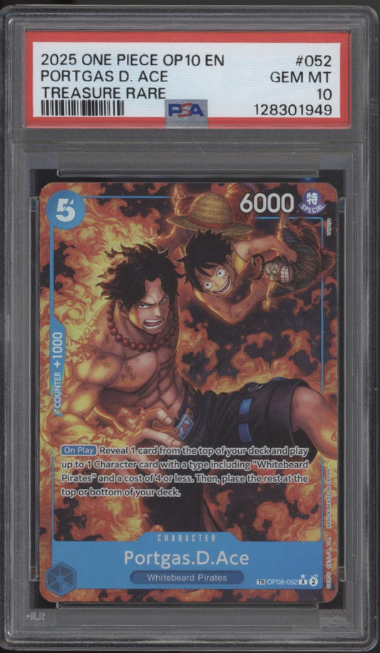 Portgas D Ace One Piece Card Game Royal Blood Treasure Rare #052 PSA 10