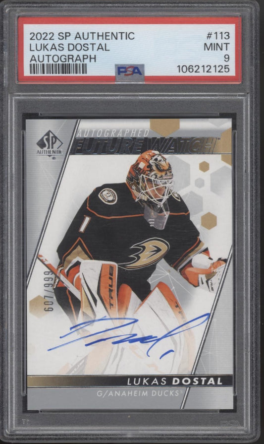 Lukas Dostal 2022-23 Upper Deck SP Authentic Future Watch Auto 607/999 PSA 9