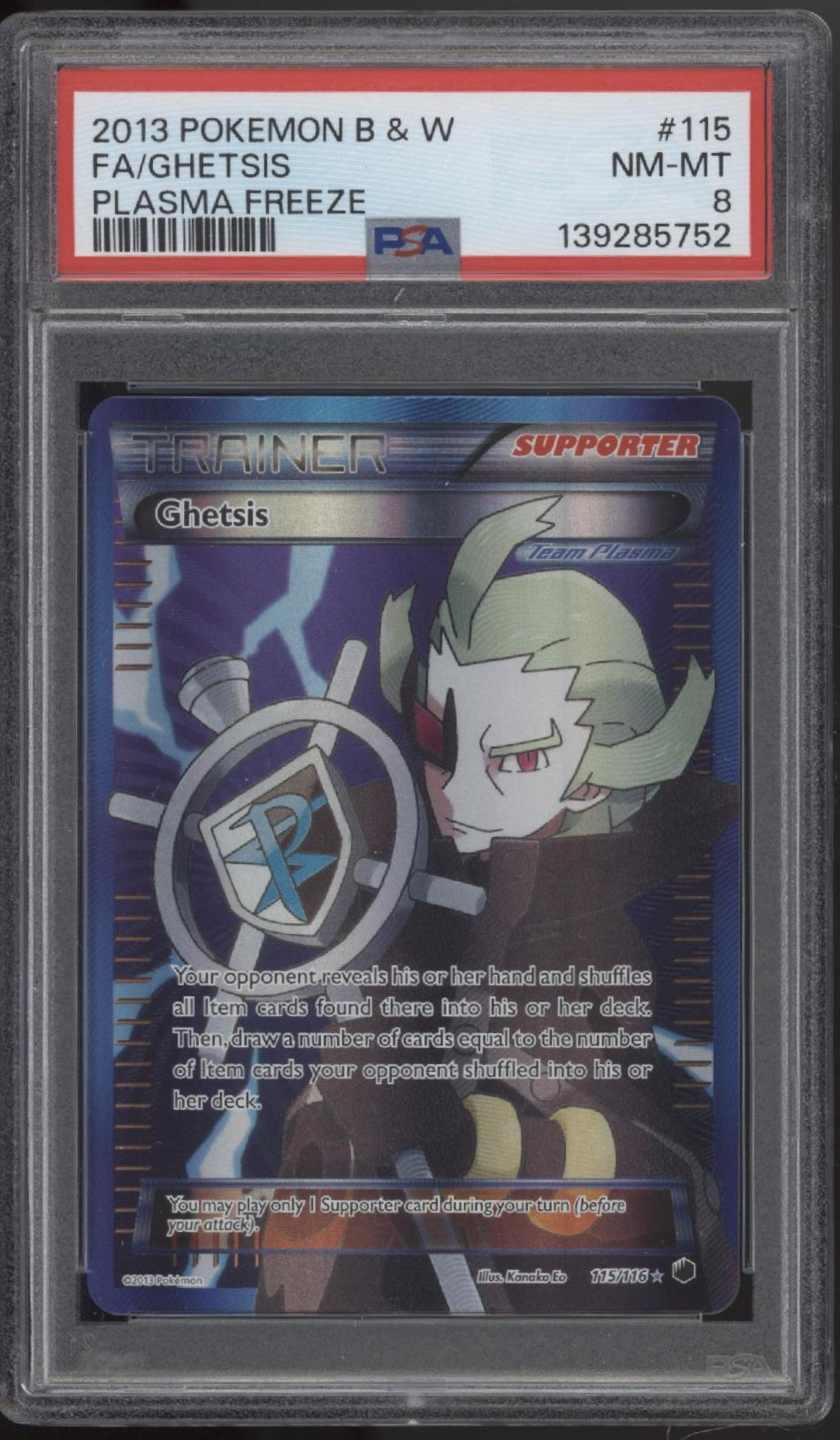 Ghetsis Pokemon Plasma Freeze Full Art #115 PSA 8