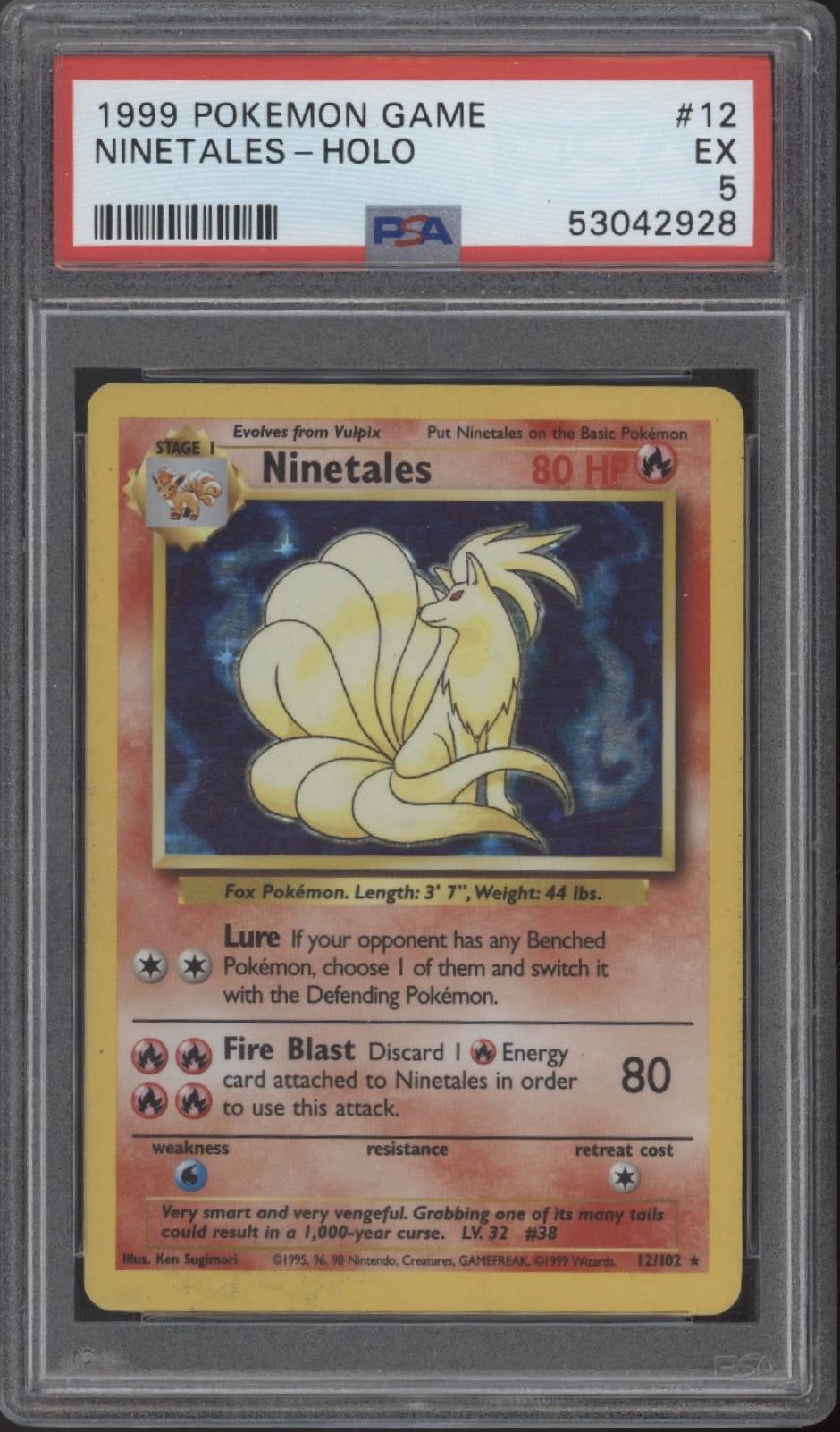 Ninetales Pokemon Base Set Holo #12 PSA 5