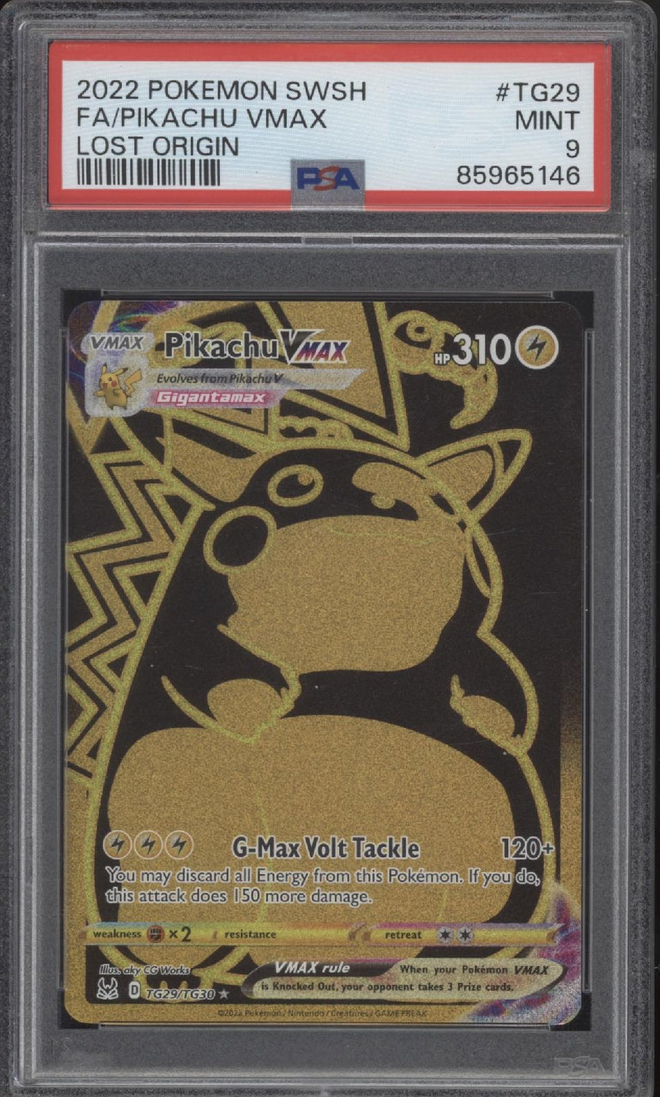 Pikachu VMAX Pokemon Lost Origin Full Art #TG29 PSA 9