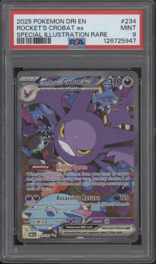 Rocket's Crobat ex Pokemon Destined Rivals Special Illustration Rare #234 PSA 9