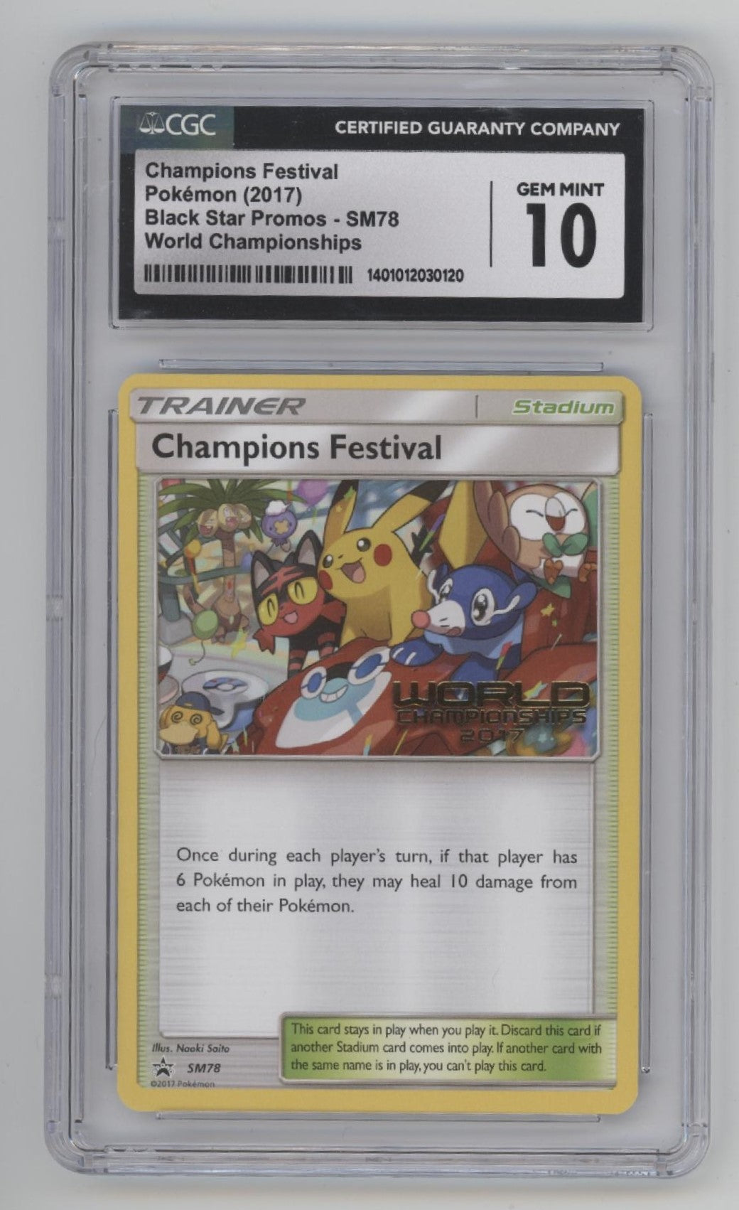 Champions Festival Pokemon World Championships Black Star Promo #SM78 CGC 10