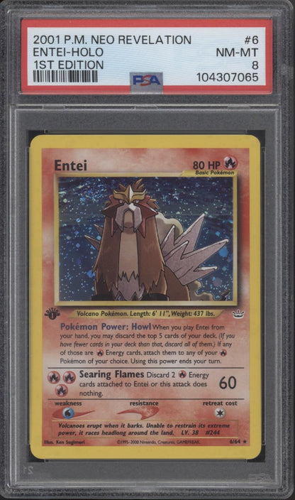 Entei Pokemon Neo Revelation Holo 1st Edition #6 PSA 8