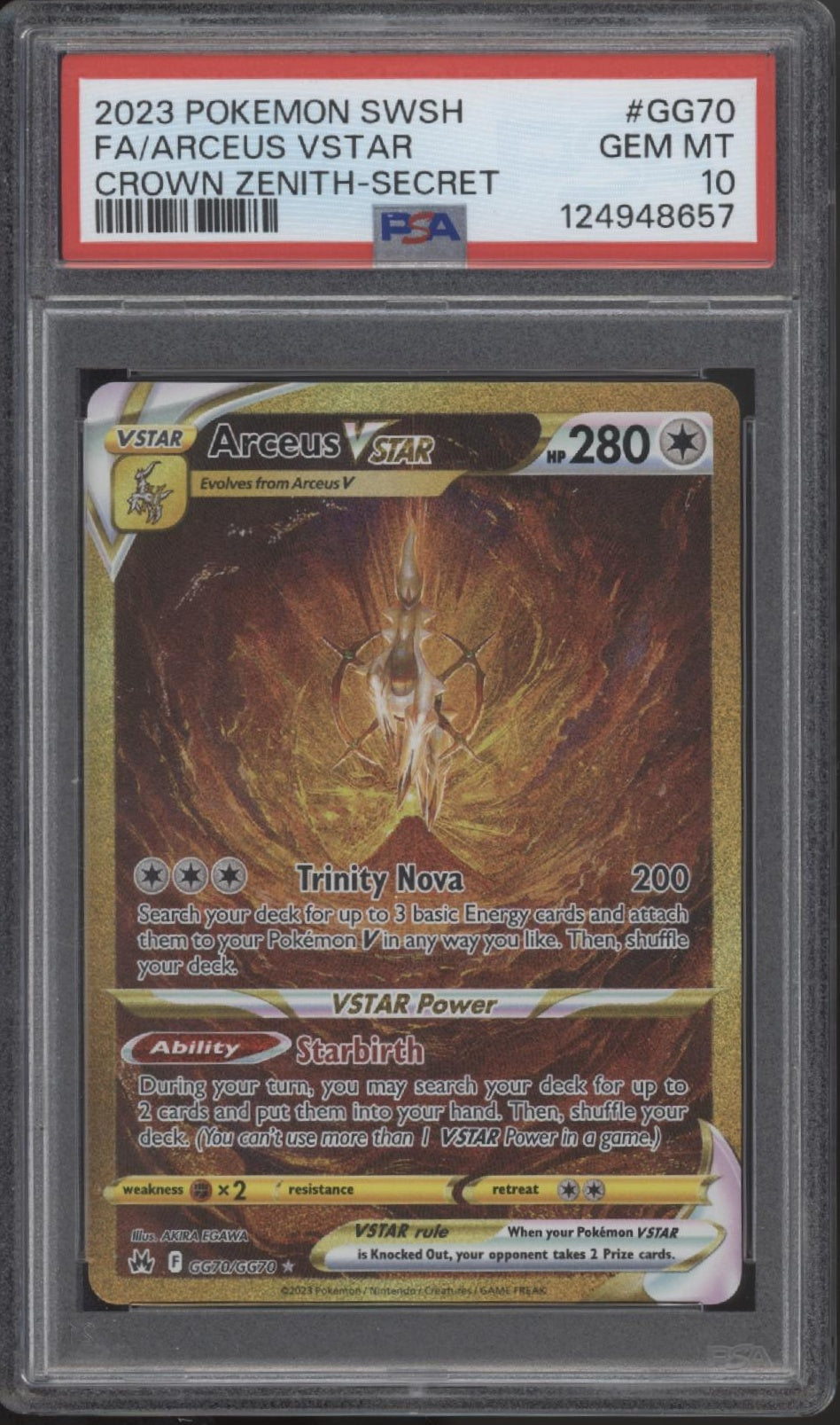 Arceus VSTAR Pokemon Crown Zenith Full Art Secret #GG70 PSA 10