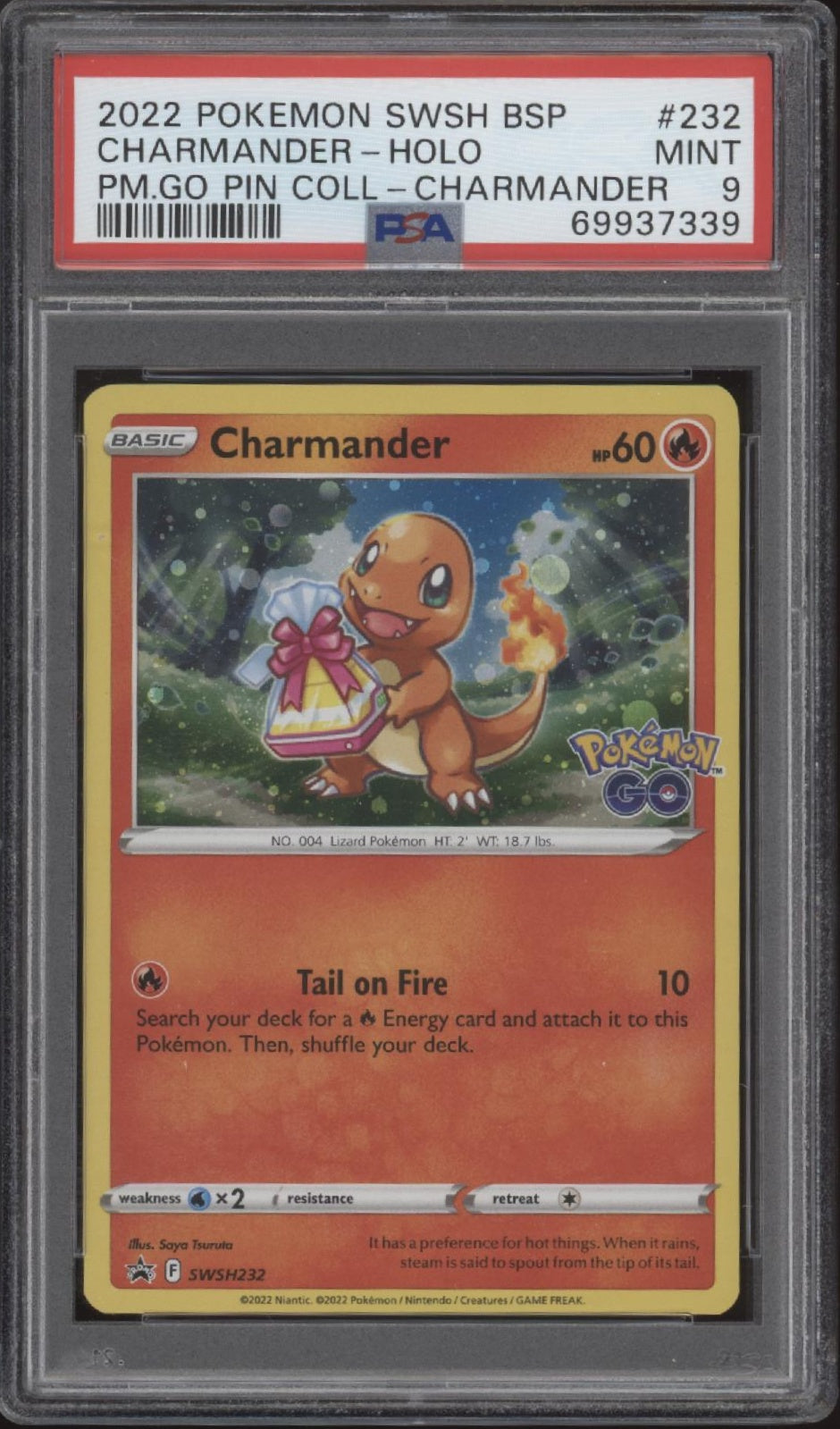 Charmander Pokemon Pokemon GO Pin Collection Holo #232 PSA 9