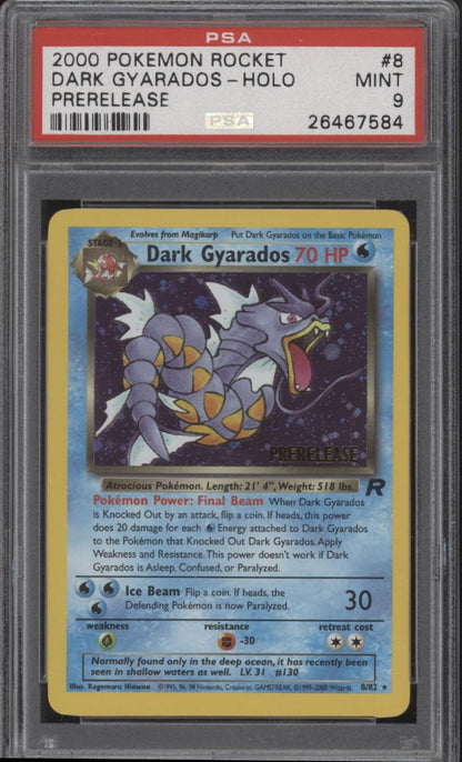 Dark Gyarados Pokemon Team Rocket Prerelease Holo #8 PSA 9