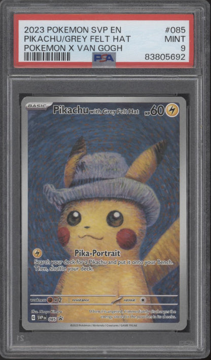 Pikachu with Grey Felt Hat Pokemon x Van Gogh Museum Promo #085 PSA 9