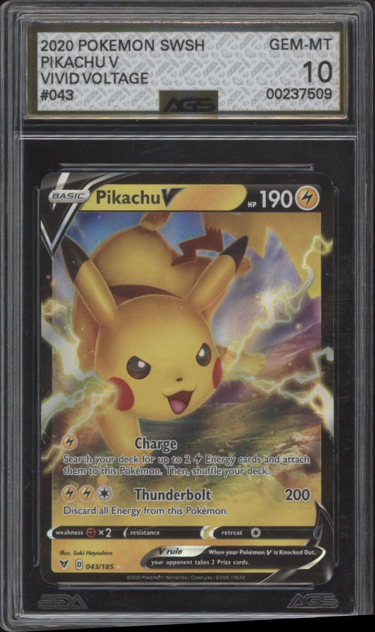 Pikachu V Pokemon Vivid Voltage #043 AGS 10