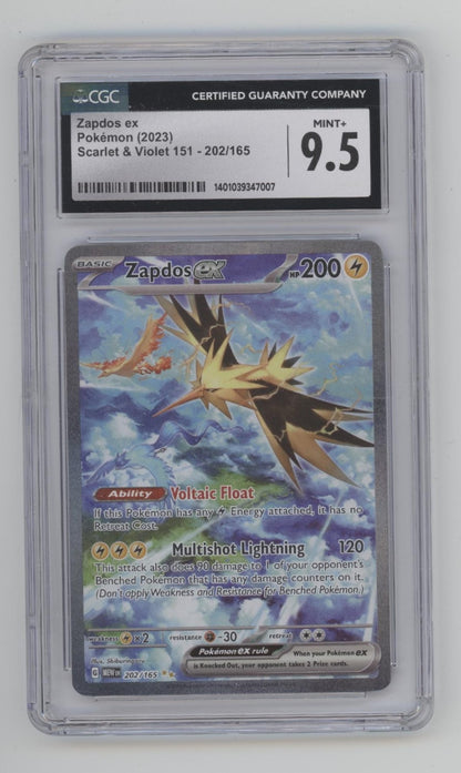mega zapdos pokemon card Zapdos ex Pokemon 151 #202 CGC 9.5