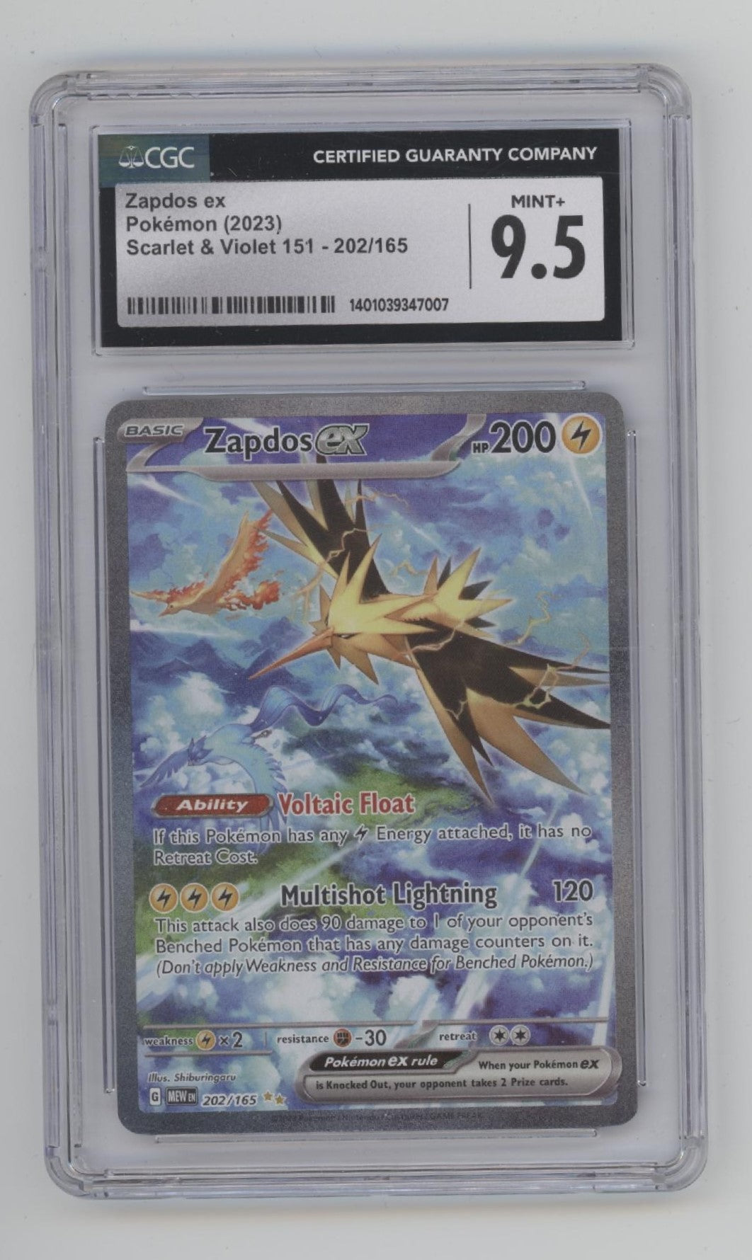Zapdos ex Pokemon 151 #202 CGC 9.5