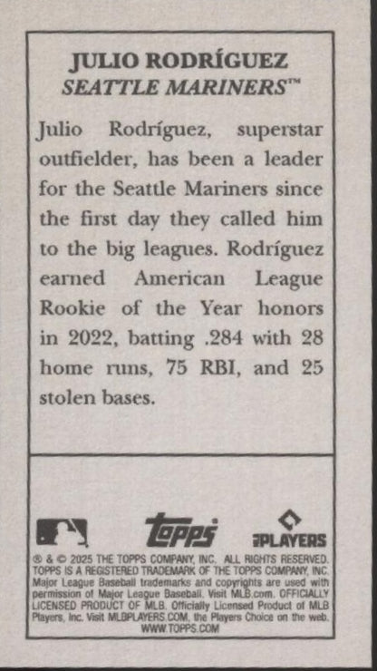 Julio Rodriguez 2025 Topps 206 Mini Base #249