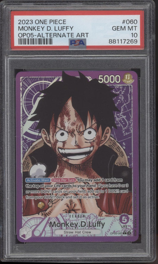 Monkey D Luffy One Piece Card Game Awakening of the New Era Alt Art #060 PSA 10