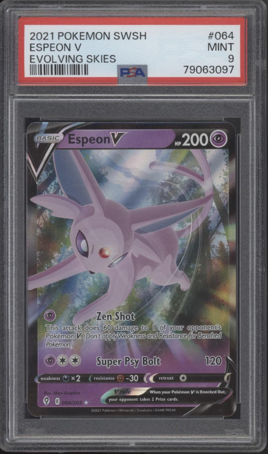 Espeon V Pokemon Evolving Skies #064 PSA 9