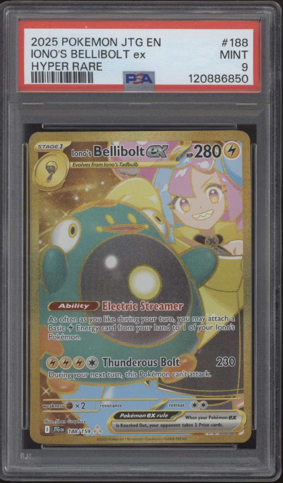 Iono's Bellibolt ex Pokemon Journey Together Hyper Rare #188 PSA 9