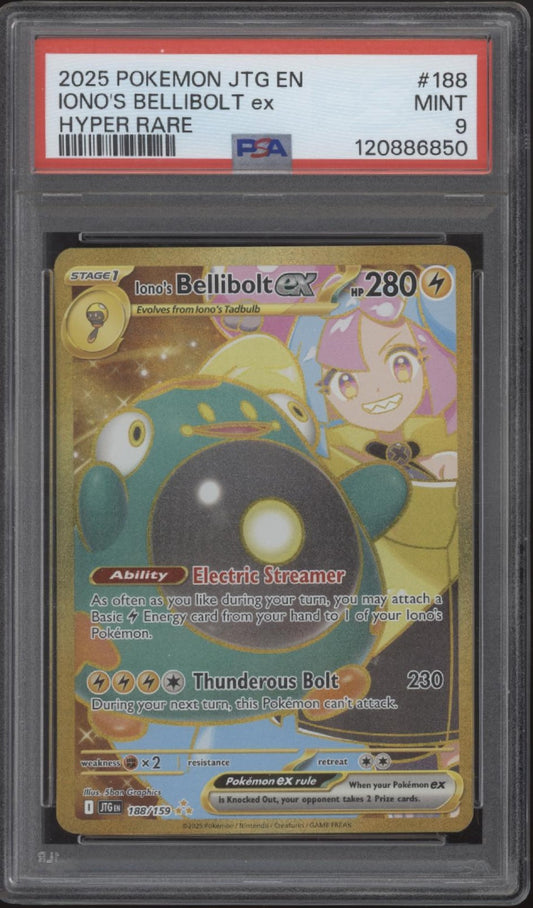 Iono's Bellibolt ex Pokemon Journey Together Hyper Rare #188 PSA 9