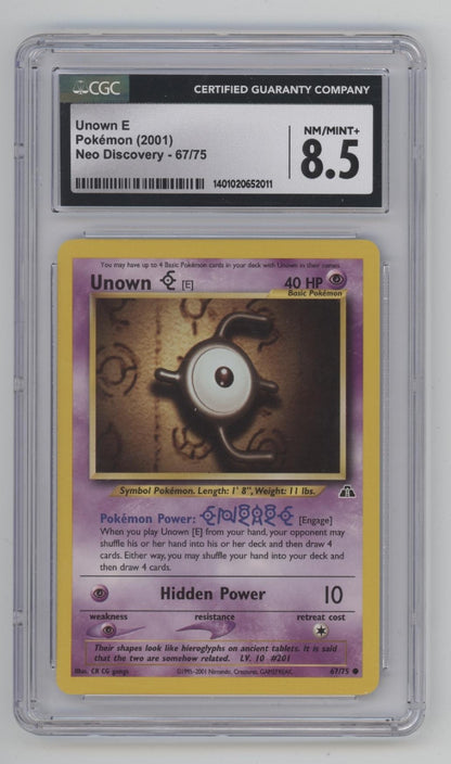 Unown E Pokemon Neo Discovery #67 CGC 8.5