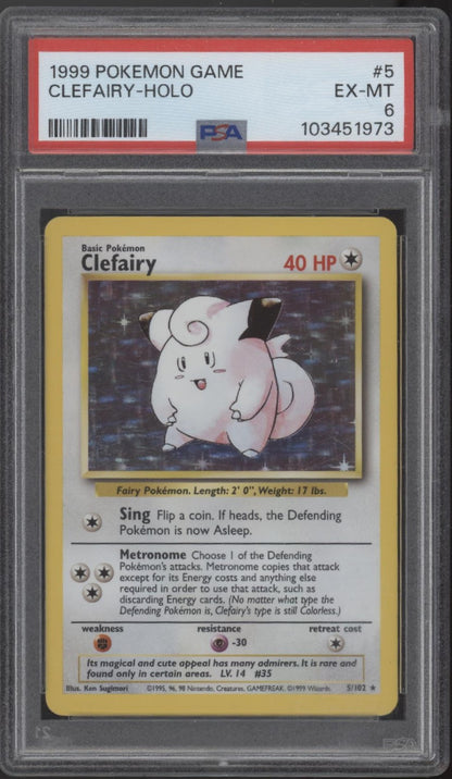 Clefairy Pokemon Base Set Holo #5 PSA 6