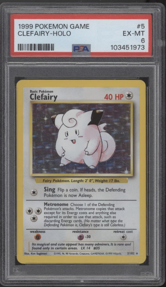 Clefairy Pokemon Base Set Holo #5 PSA 6