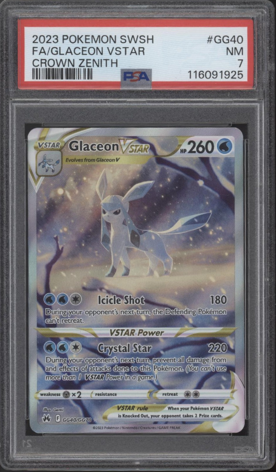 Glaceon VSTAR Pokemon Crown Zenith Full Art #GG40 PSA 7、Collector Store LLC Gaming、kayou