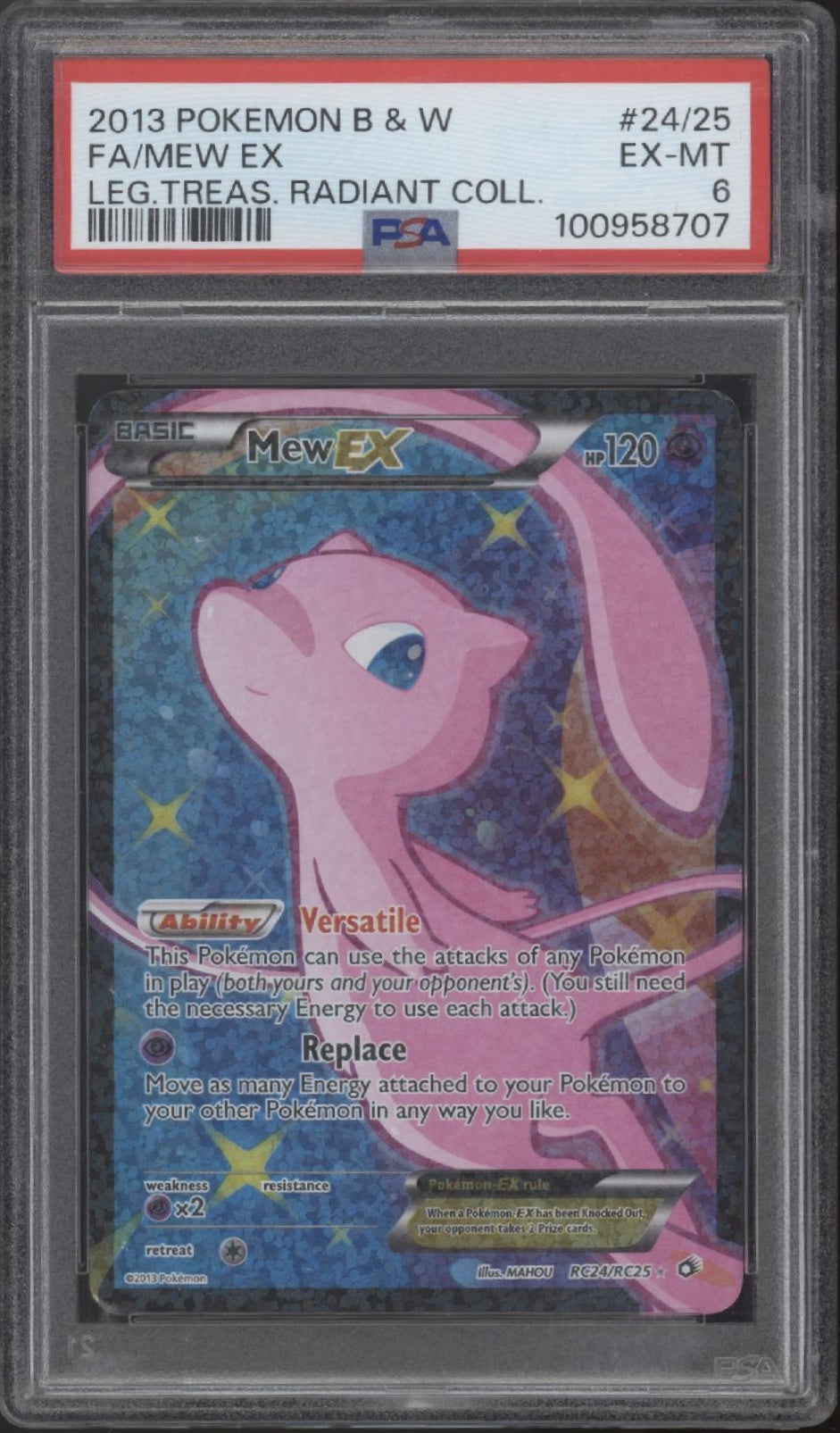 Mew ex Pokemon Legendary Treasure Radiant Collection Full Art #24 PSA 6