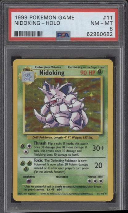Nidoking Pokemon Base Set Holo #11 PSA 8