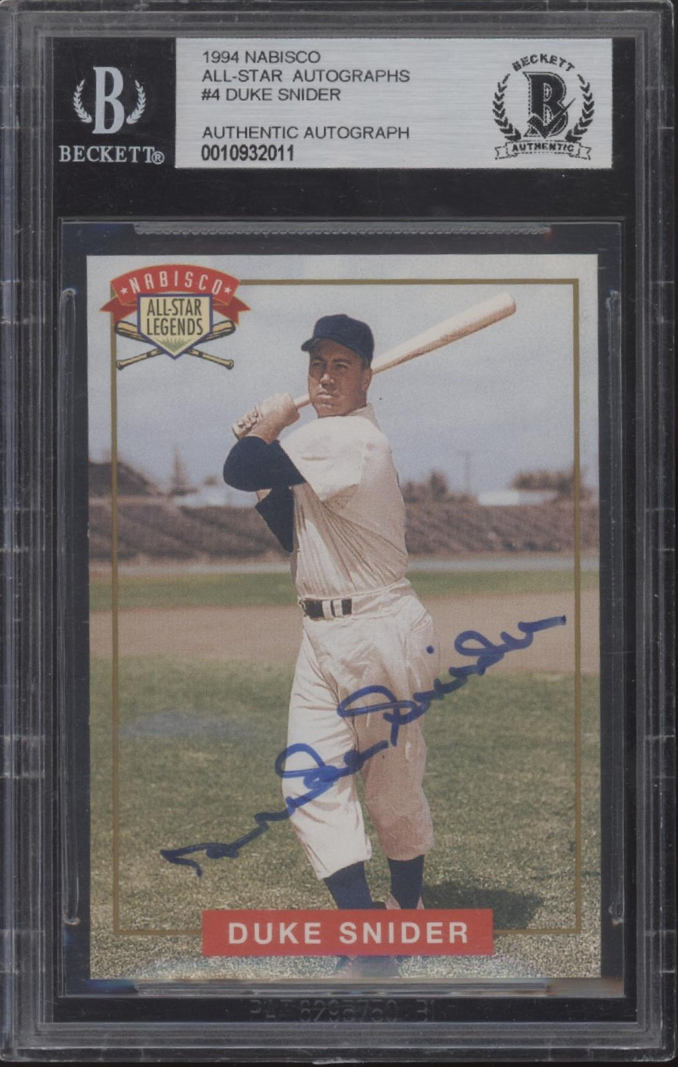 Duke Snider 1994 Nabisco All-Star #4 with Beckett Authentic Auto