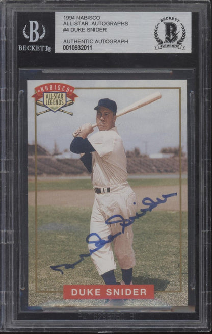 Duke Snider 1994 Nabisco All-Star #4 with Beckett Authentic Auto