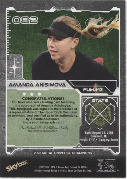 Amanda Anisimova 2023 Skybox Metal Universe Champions RC Auto #082