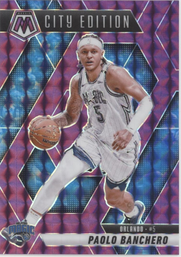 Paolo Banchero 2024-25 Panini Mosaic City Edition Purple Prizm 12/99 #283