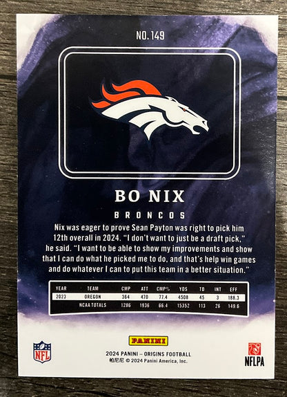 Bo Nix 2024 Panini Origins RC #149