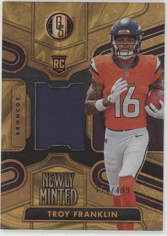 Troy Franklin 2024 Panini Gold Standard Newly Minted Swatch RC 124/499 #NMM-TFN
