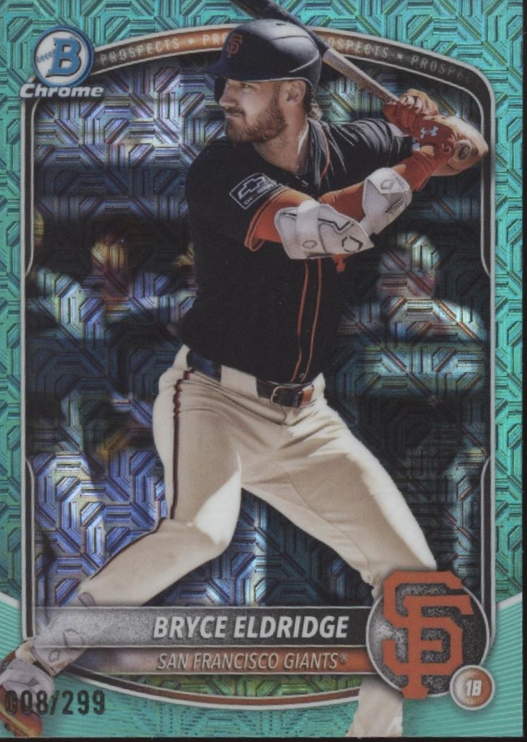 Bryce Eldridge 2025 Bowman Chrome Prospects Aqua Mojo Refractor 008/299 #BCP-180