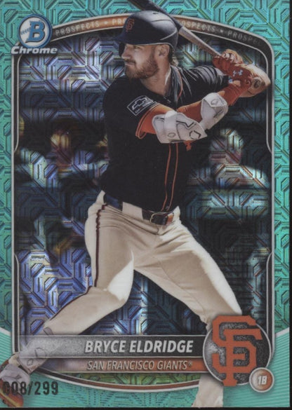 Bryce Eldridge 2025 Bowman Chrome Prospects Aqua Mojo Refractor 008/299 #BCP-180