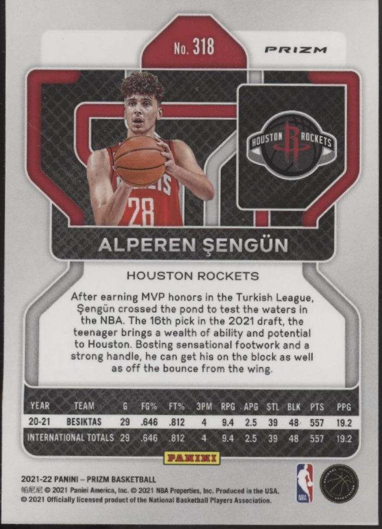 Alperen Sengun 2021-22 Panini Prizm Silver Prizm RC #318