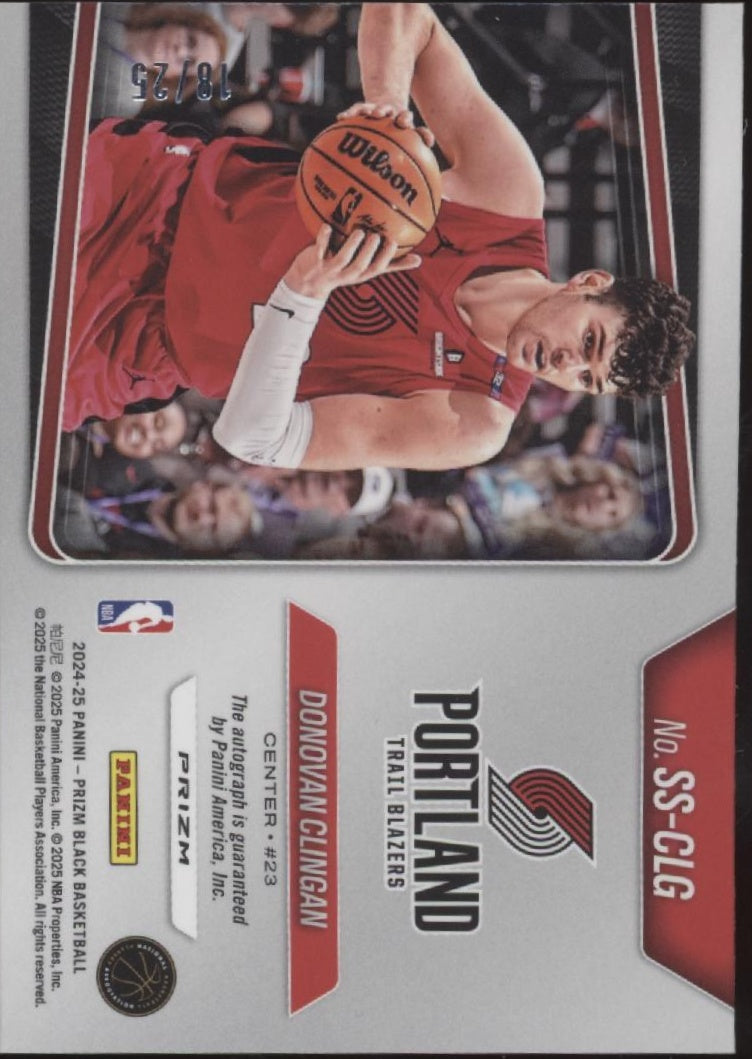 Donovan Clingan 2024-25 Prizm Black Sensational Signatures Mojo RC Auto 18/25