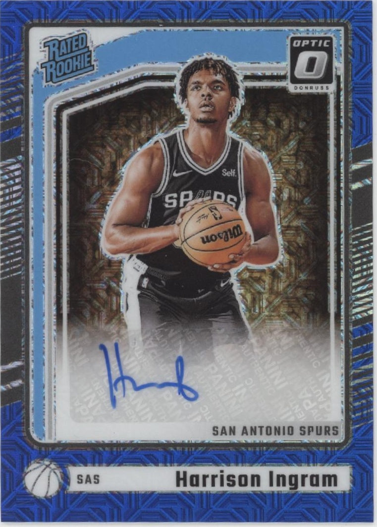Harrison Ingram 2024-25 Donruss Optic Rated Rookie Blue Mojo Prizm RC Auto 02/24