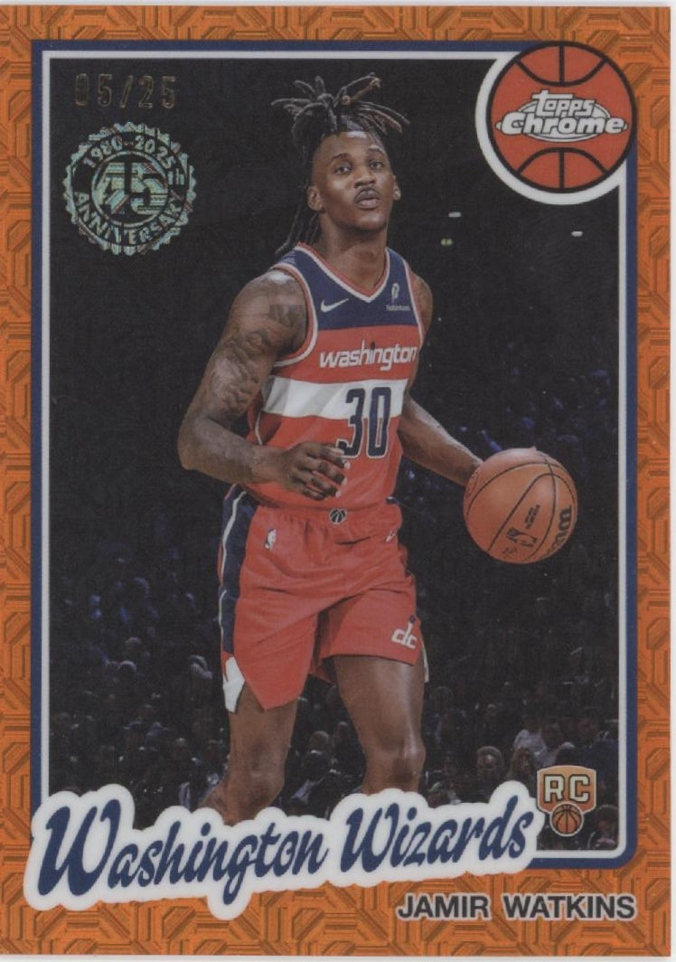 Jamir Watkins 2025-26 Topps Chrome 45th Anniversary Orange Mojo Refractor 05/25