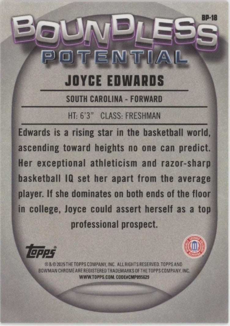 Joyce Edwards 2025 Bowman Chrome University Boundless Potential Orange 21/75