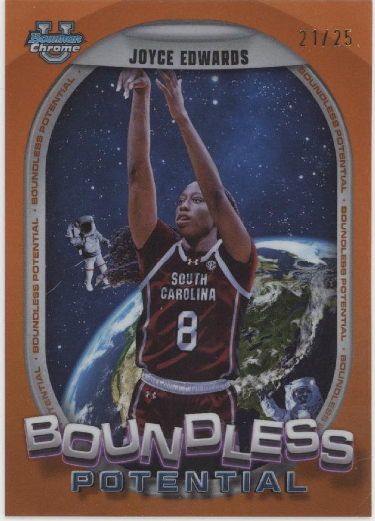 Joyce Edwards 2025 Bowman Chrome University Boundless Potential Orange 21/75