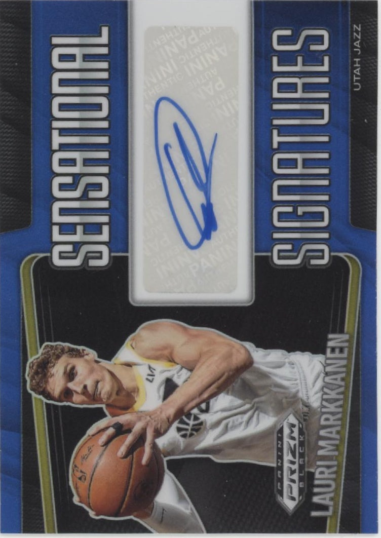 Lauri Markkanen 2024-25 Prizm Black Sensational Signatures Blue Prizm Auto 44/49