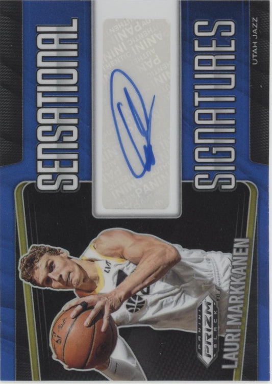 Lauri Markkanen 2024-25 Prizm Black Sensational Signatures Blue Prizm Auto 44/49